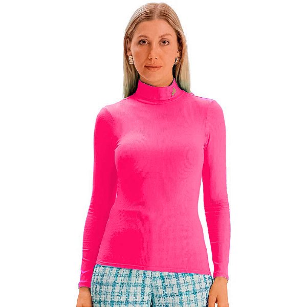 Blusa Canelado Lança Perfume Gola Alta OU24 Rosa Feminino