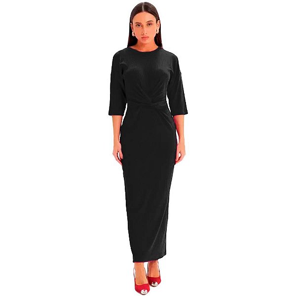 Vestido Super Mid Lança Perfume Torção OU24 Preto Feminino