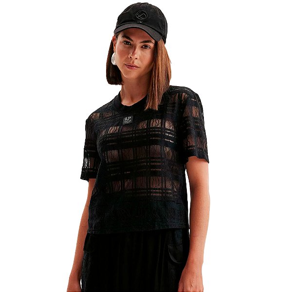 Blusa Easy Lança Perfume Renda OU24 Preto Feminino