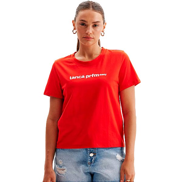 Camiseta Easy Lança Perfume Logo OU24 Vermelho Feminino