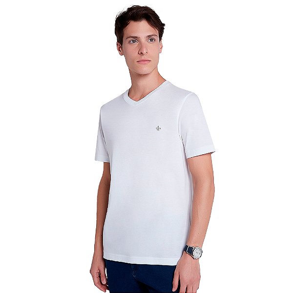 Camiseta Dudalina Essentials V Sport OU24 Branco Masculino
