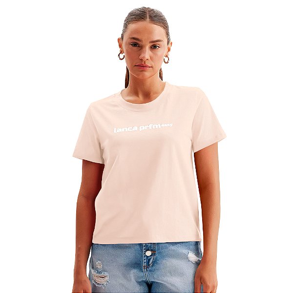 Camiseta Easy Lança Perfume Logo OU24 Bege Feminino