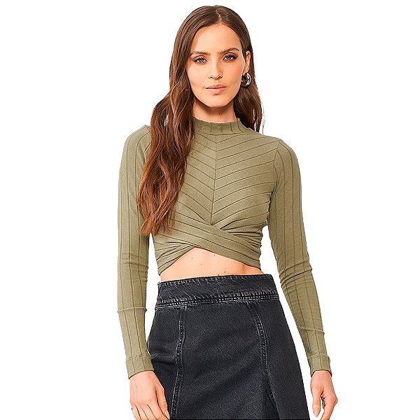 Blusa Canelada Colcci Slim OU24 Verde Feminino