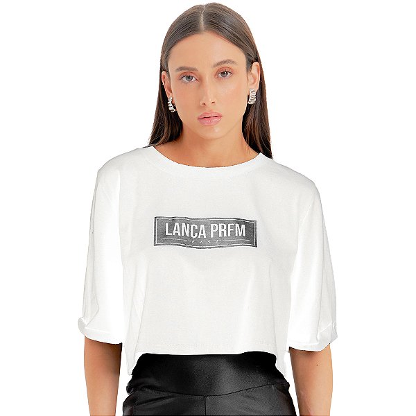 Camiseta Cropped Easy Lança Perfume Box OU24 Branco Feminino