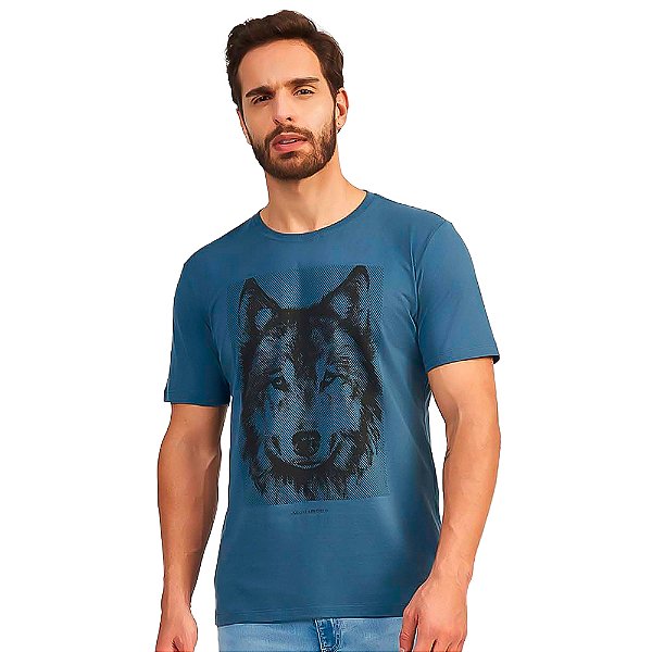 Camiseta Acostamento Big Wolf OU24 Azul Masculino