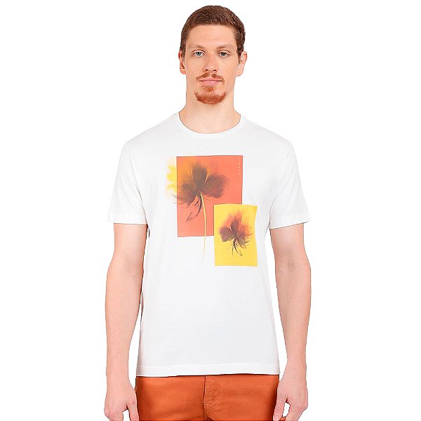 Camiseta Aramis Move Flores Moldura IN24 Off White Masculino