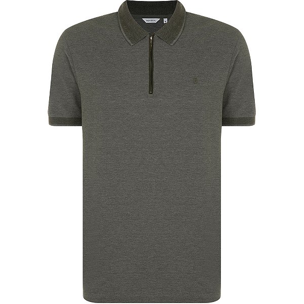 Camisa Polo Individual Zip IN24 Verde Militar Masculino