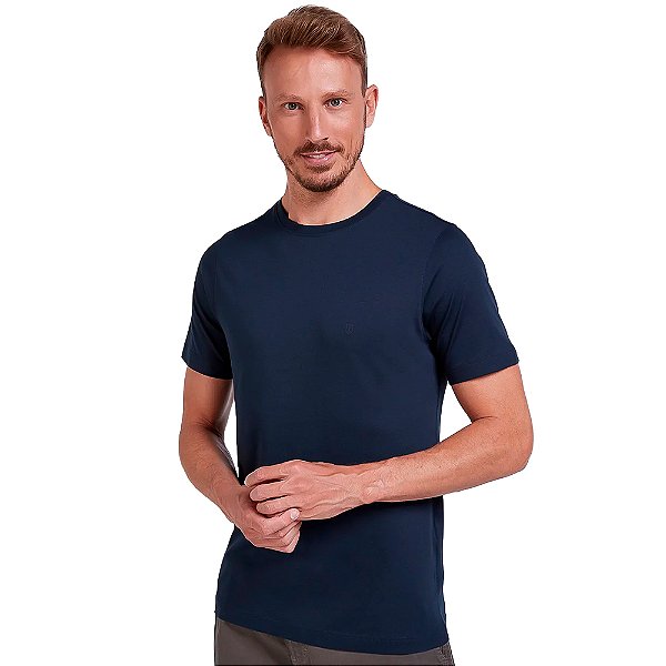 Camiseta Individual Pima Slim IN24A Azul Marinho Masculino
