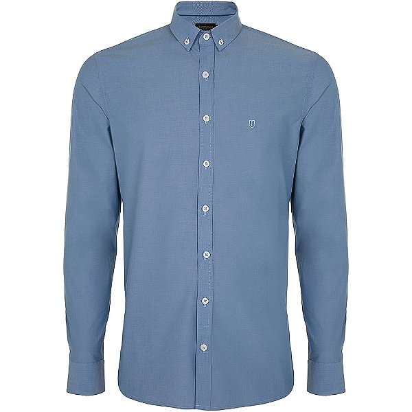 Camisa Slim Individual Lisa IN24 Azul Masculino