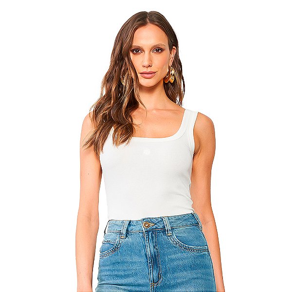 Regata Canelada Colcci Slim OU24 Off White Feminino