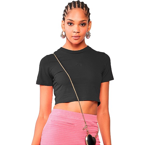 Camiseta Cropped Colcci Baby Comfort OU24 Preto Feminino