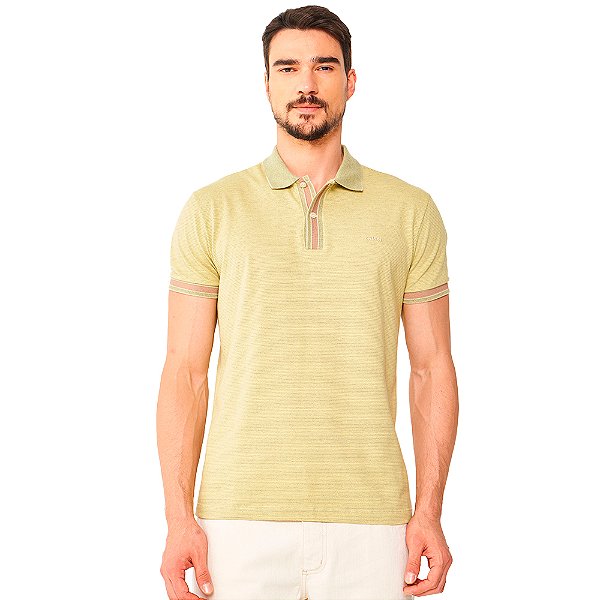 Camisa Polo Colcci Listrada OU24 Amarelo Mesclado Masculino