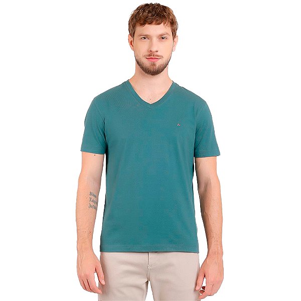 Camiseta Aramis Gola V Basic IN24 Verde Esmeralda Masculino