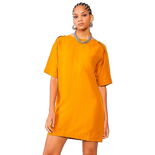 Vestido Curto Colcci Linho OU24 Amarelo Swift Feminino
