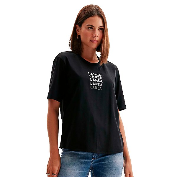 Camiseta Easy Lança Perfume Boyfriend OU24 Preto Feminino