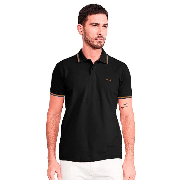 Camisa Polo Colcci Double Lines OU24B Preto Masculino