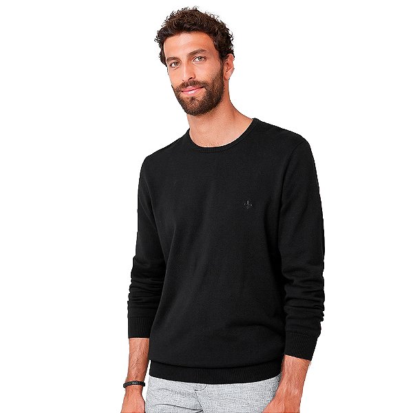 Suéter Tricot Dudalina Basic Reto Ou24 Preto Masculino