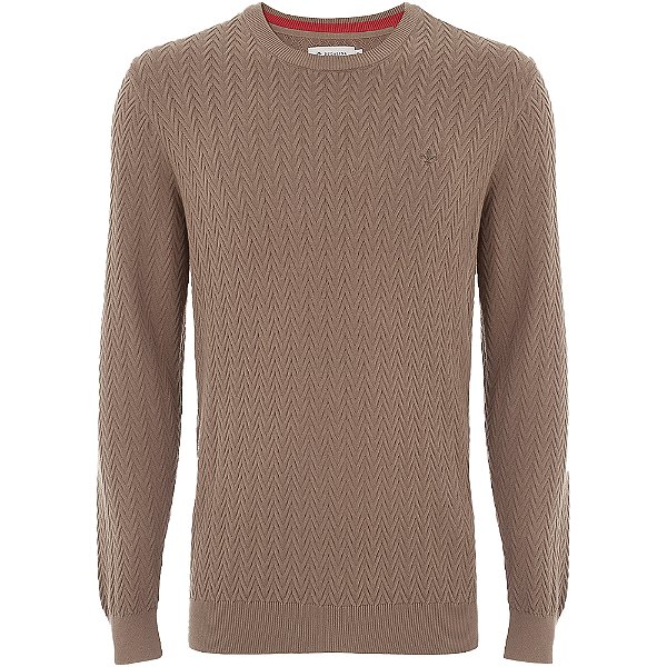 Suéter Tricot Dudalina Basic Ou24 Bege Escuro Masculino