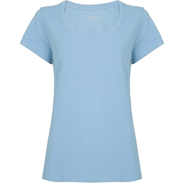 Blusa Dudalina Soft Pima Decote V Ou24 Azul Claro Feminino