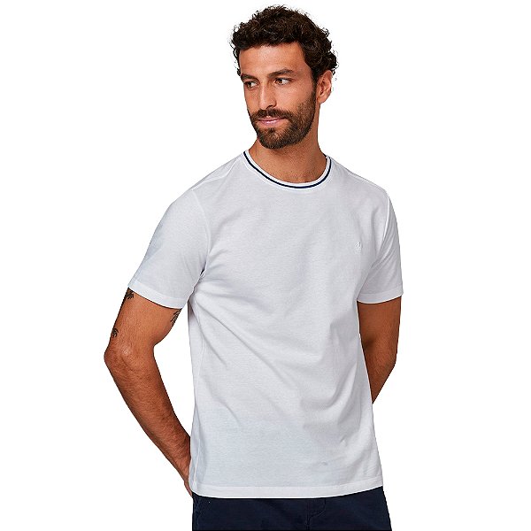Camiseta Dudalina Chevron In24 Branco Masculino