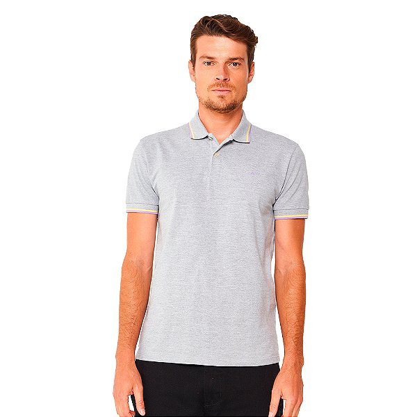 Camisa Polo Colcci Double Lines Ou24 Cinza Mescla Masculino