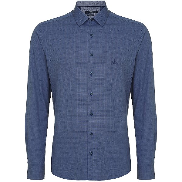 Camisa Slim Dudalina Superfine Xadrez In24 Marinho Masculino