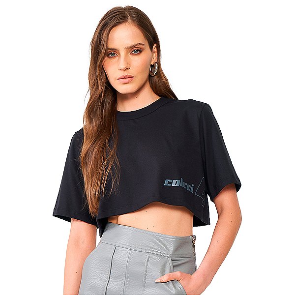 Camiseta Cropped Colcci Ou24 Preto Feminino