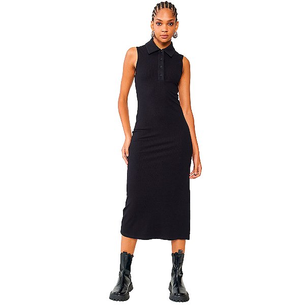 Vestido Canelado Colcci Comfort Ou24 Preto Feminino