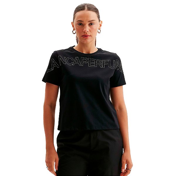 Camiseta Babylook Easy Lança Perfume Ou24 Preto Feminino