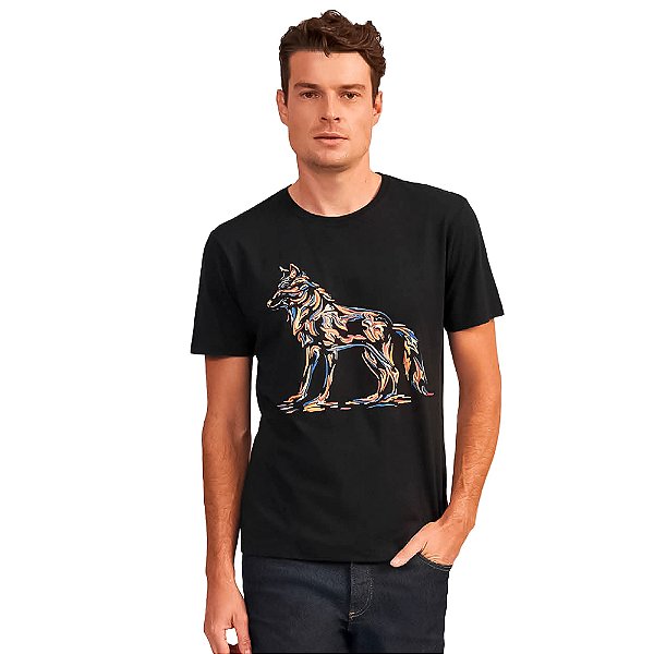 Camiseta Acostamento Flamed Wolf Ou24 Preto Masculino