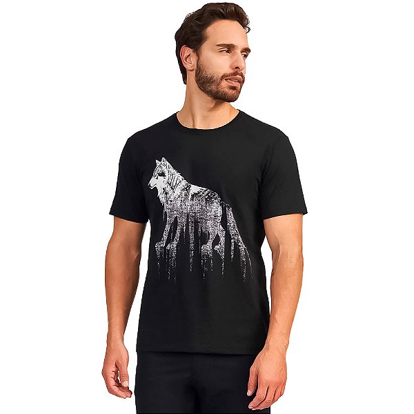 Camiseta Acostamento Wolf Ou24 Preto Masculino