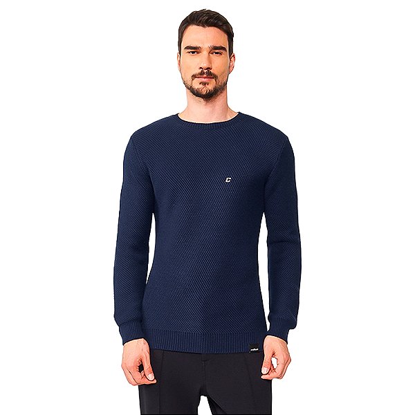 Suéter Tricô Colcci Slim Ou24 Azul Darkness Masculino