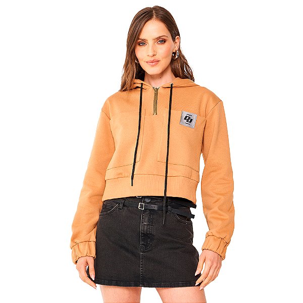 Jaqueta Moletom Colcci Com Capuz Ou24 Marrom Feminino