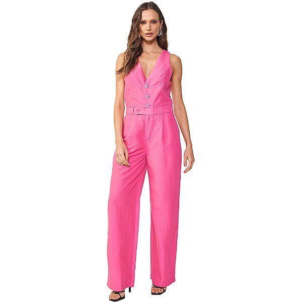 Macacão Linho Colcci Comfort Shape Ou24 Rosa Feminino