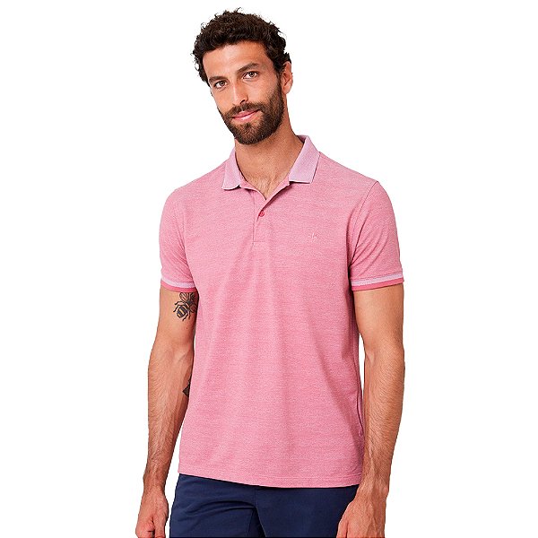 Camisa Polo Dudalina Piquet Binado In24 Rosa Masculino