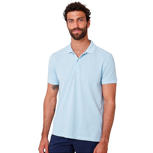 Camisa Polo Dudalina Piquet Binado In24 Azul Claro Masculino
