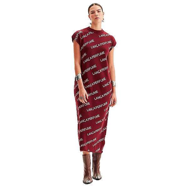 Vestido Super Midi Lança Perfume Tricot Ou24 Bordô Feminino