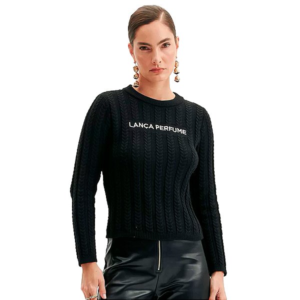 Blusa Tricot Lança Perfume Manga Longa Ou24 Preto Feminino