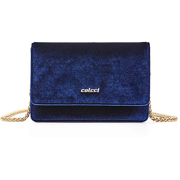 Bolsa Crossbody Colcci Veludo In24 Azul Feminino