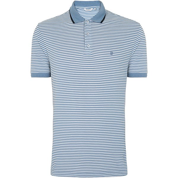 Camisa Polo Individual Regular Striped In24 Azul Masculino