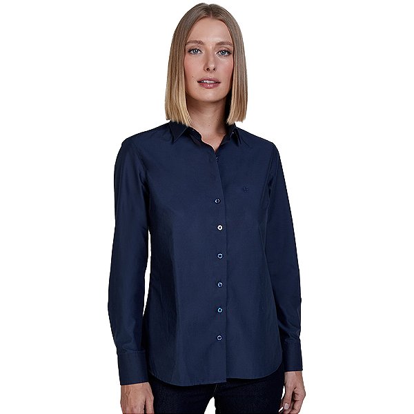 Camisa Dudalina Tricoline Ou24 Azul Escuro Feminino