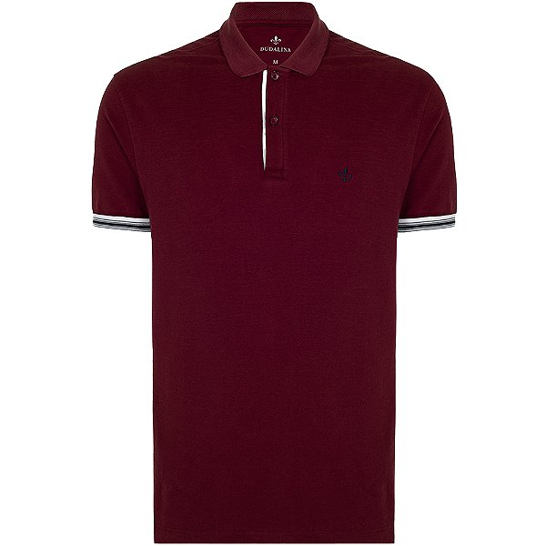 Camisa Polo Dudalina Piquet Contraste In24 Bordô Masculino