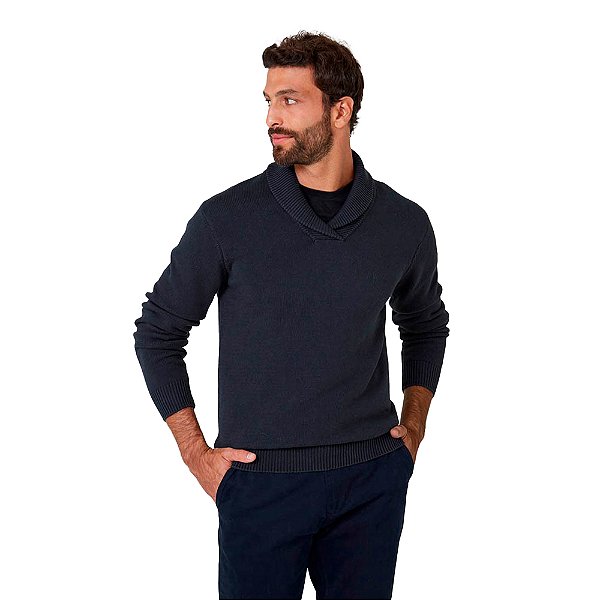 Suéter Tricot Dudalina Gola Xale In24 Marinho Masculino