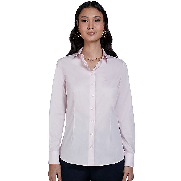 Camisa Dudalina Tricoline Slim Ou24 Rosa Claro Feminino