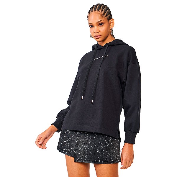 Moletom Colcci Loose Com Capuz Ou24 Preto Feminino