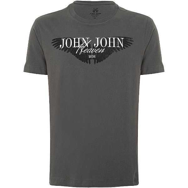 Camiseta John John Slim Angel In24 Cinza Escuro Masculino