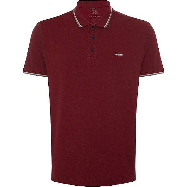 Camisa Polo John John Relaxed 2 Lines In24 Bordô Masculino