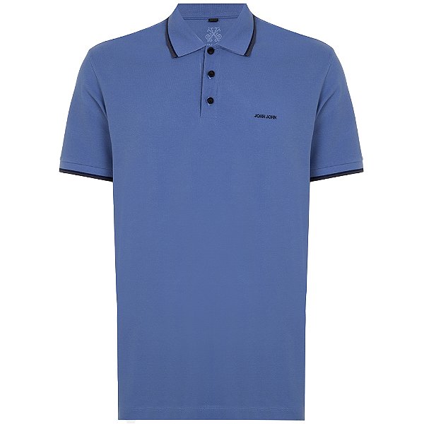 Camisa Polo John John Relaxed 2 Lines In24 Azul Masculino