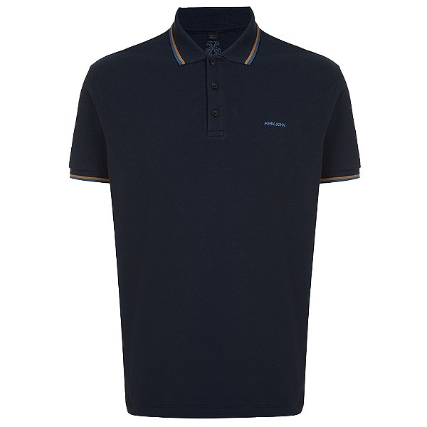 Camisa Polo John John Relaxed 2 Lines In24 Marinho Masculino
