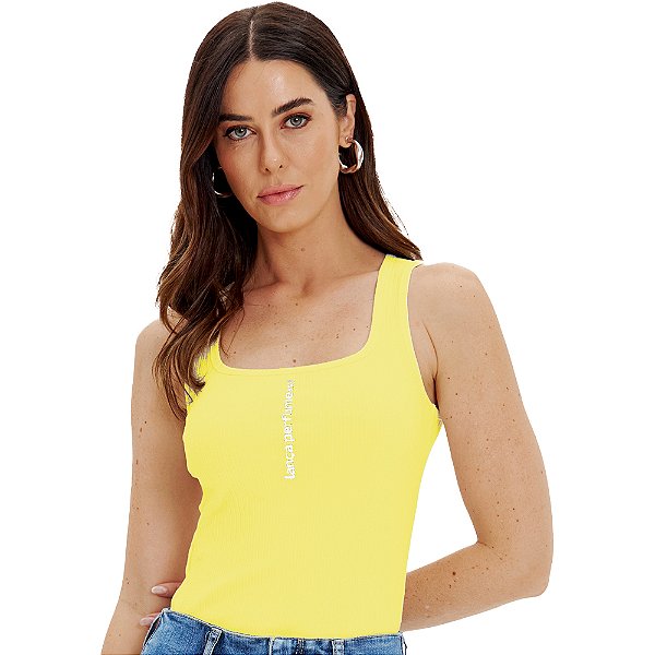 Regata Easy Lança Perfume Bordado In24 Amarelo Feminino